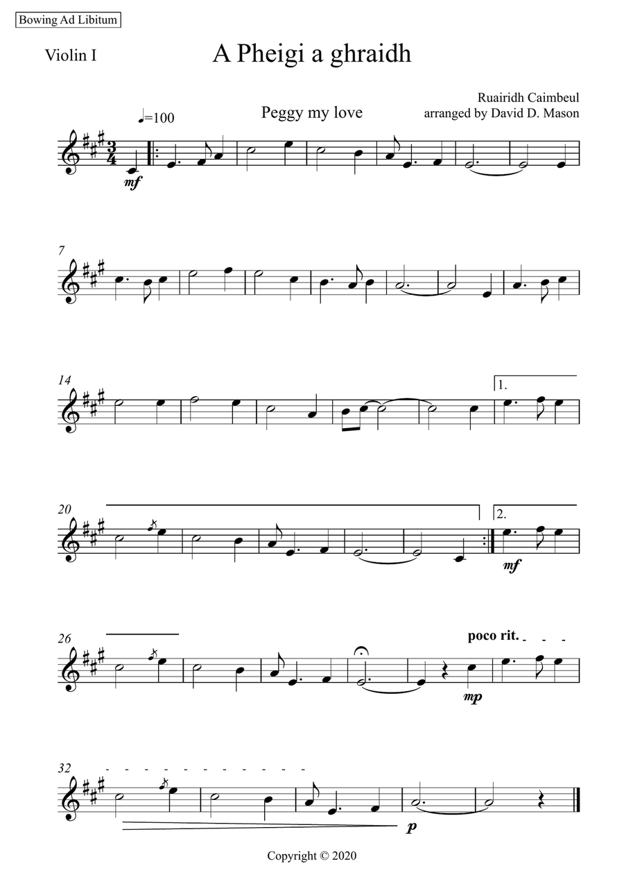 A Pheigi a ghraidh (Peggy my love) String Quartet scores gallery preview page 5