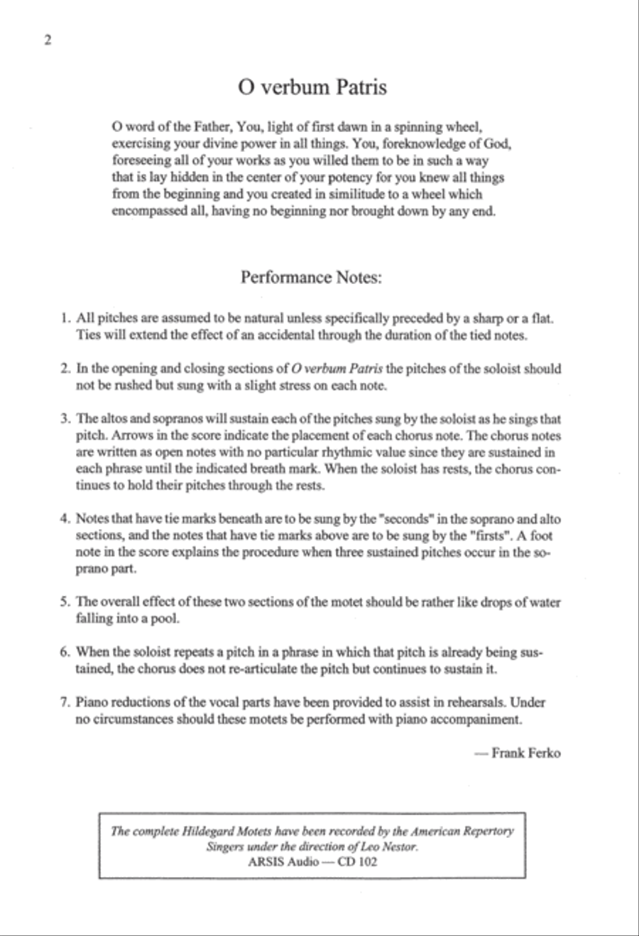 The Hildegard Motets: 1. O verbum Patris Divisi scores gallery preview page 2