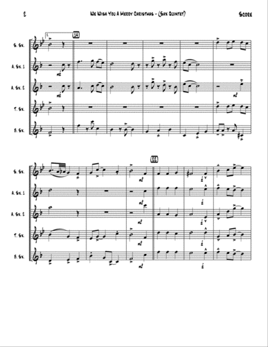 We Wish You A Merry Christmas Woodwind Quintet scores gallery preview page 3