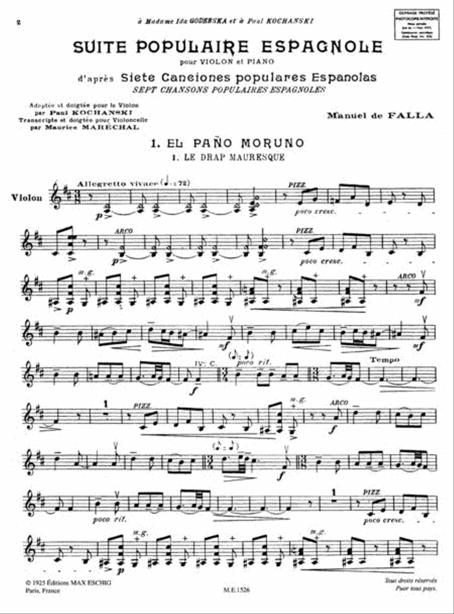 Suite populaire espagnole Violin scores gallery preview page 2