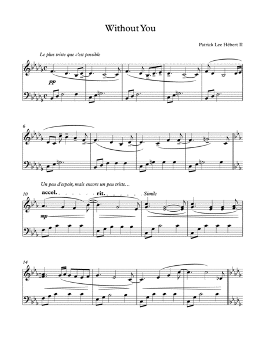 Without You Piano Solo scores gallery preview page 1