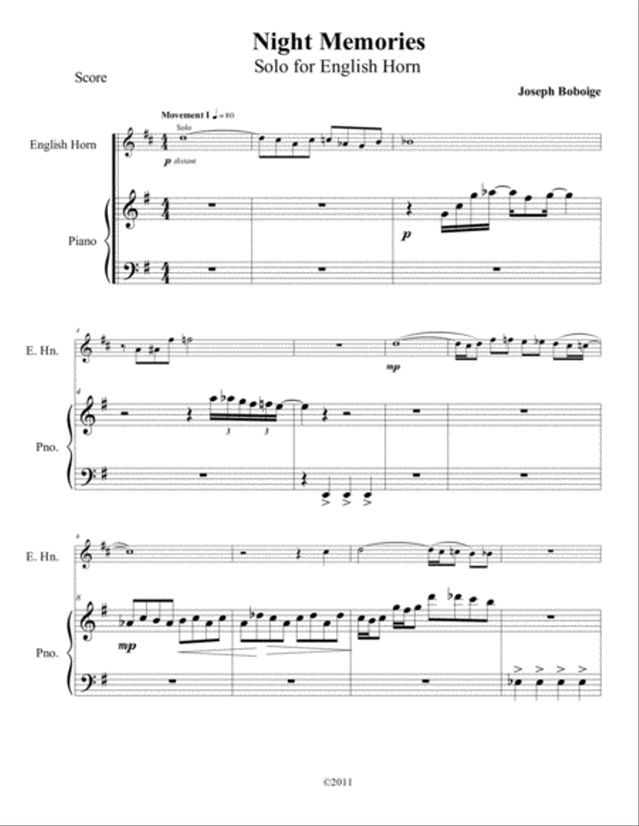 Night Memories for English Horn and Piano English Horn scores gallery preview page 4
