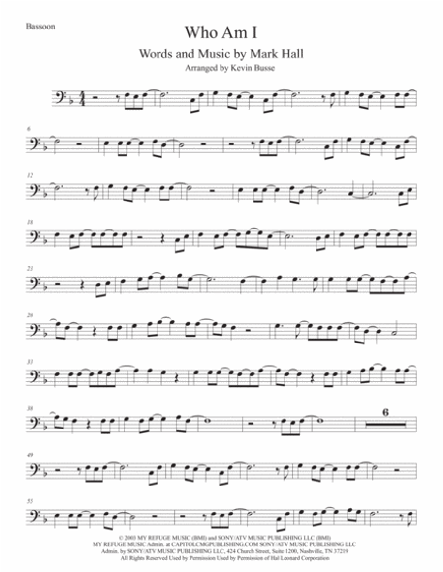 Who Am I Who Am I Bassoon Solo scores gallery preview page 1