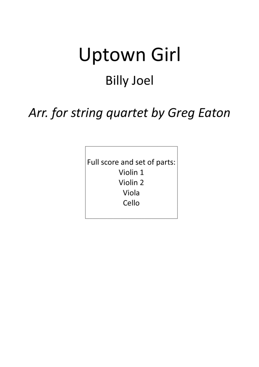 Uptown Girl Uptown Girl String Quartet scores gallery preview page 1