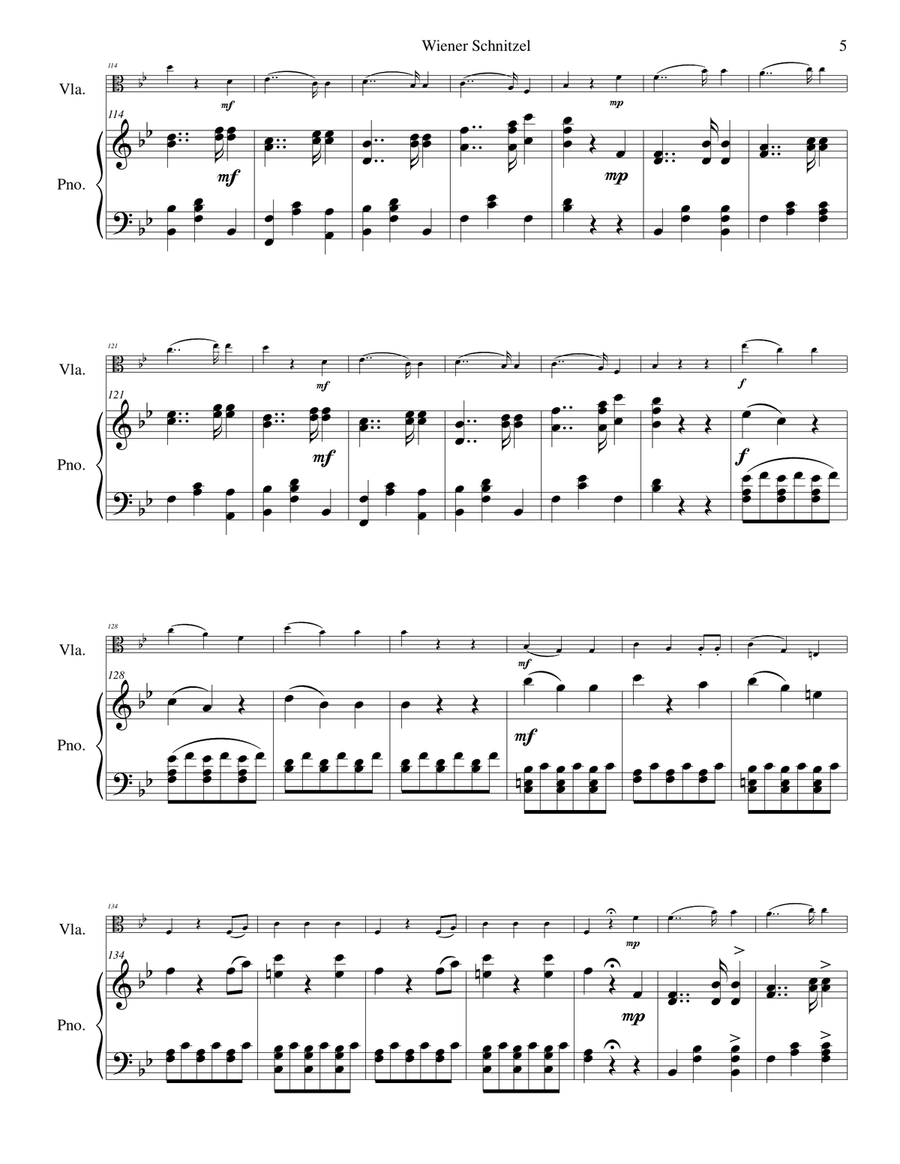 Wiener Schnitzel for viola and piano Piano scores gallery preview page 5