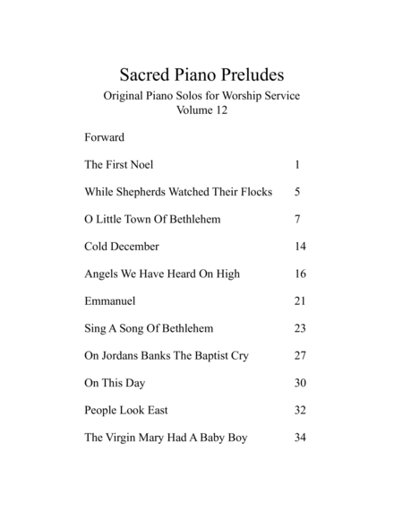 Sacred Christmas Piano Preludes, Volume 12
