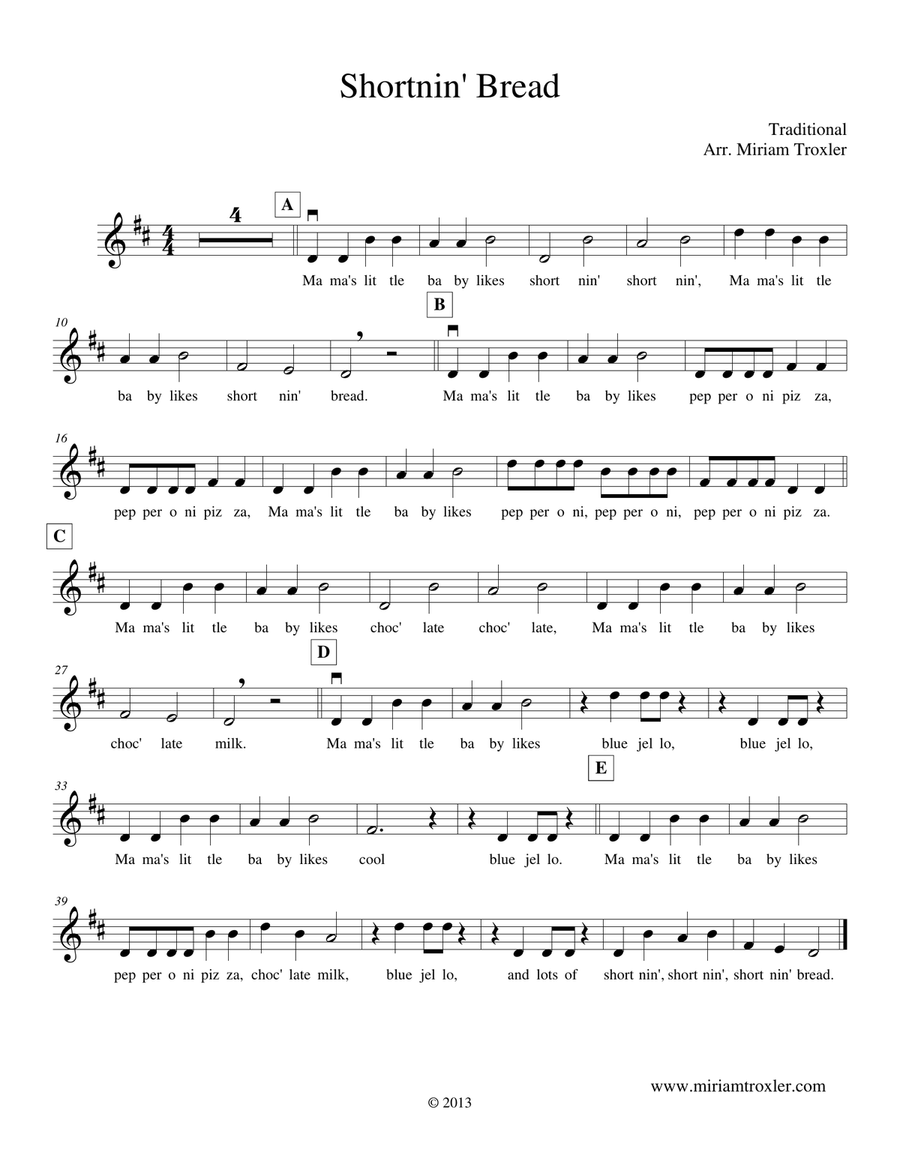 Shortnin' Bread Violin Solo scores gallery preview page 1