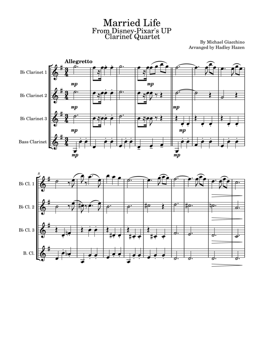Married Life Woodwind Quartet scores gallery preview page 1