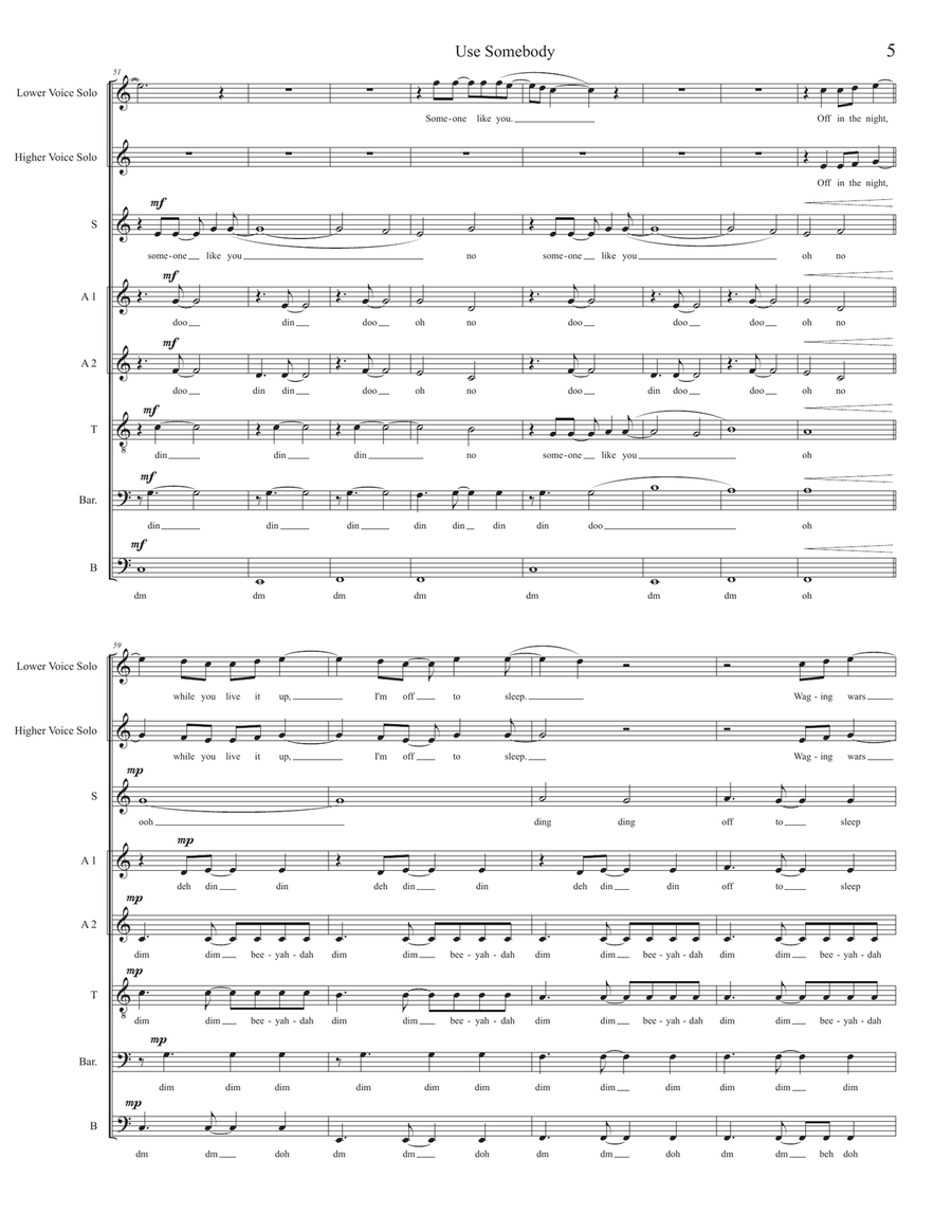 Use Somebody 4-Part scores gallery preview page 5