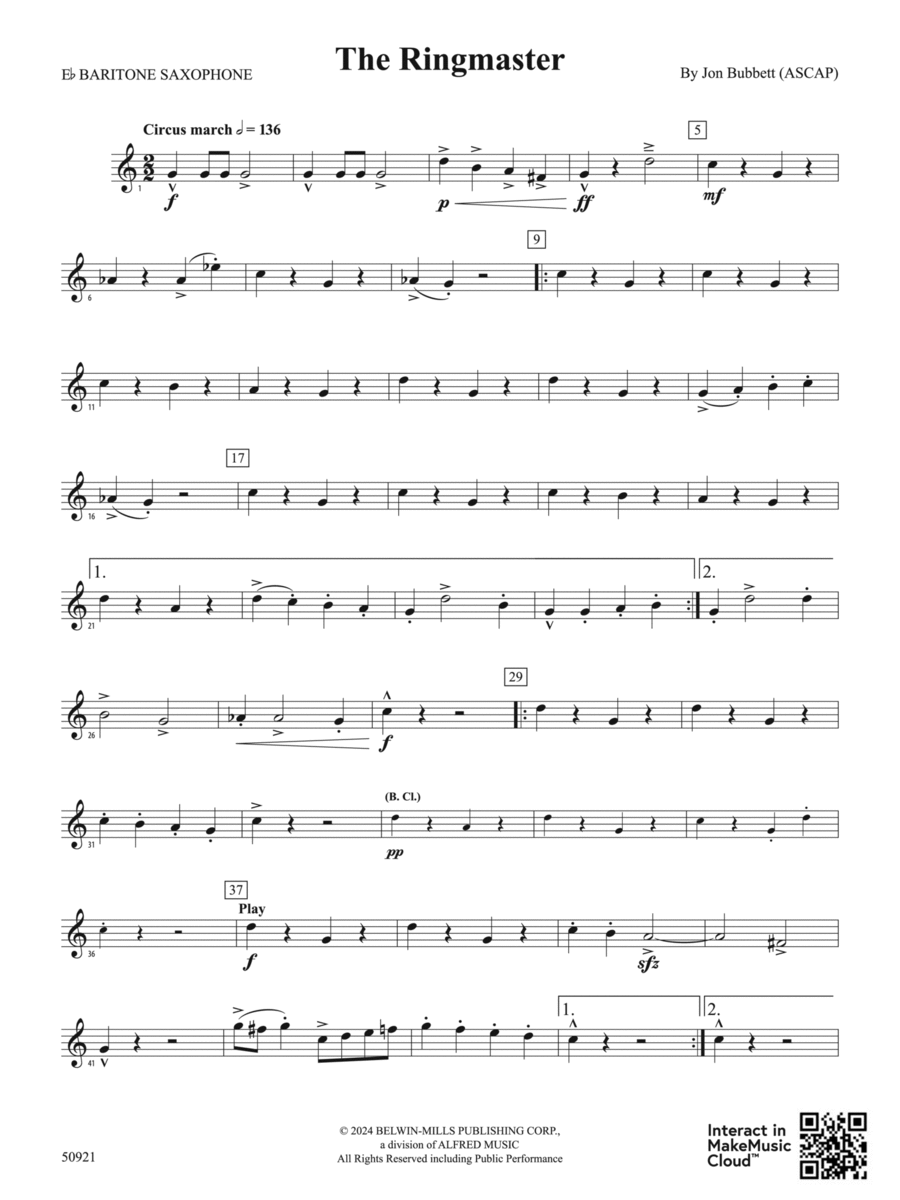 The Ringmaster: E-flat Baritone Saxophone Concert Band scores gallery preview page 1