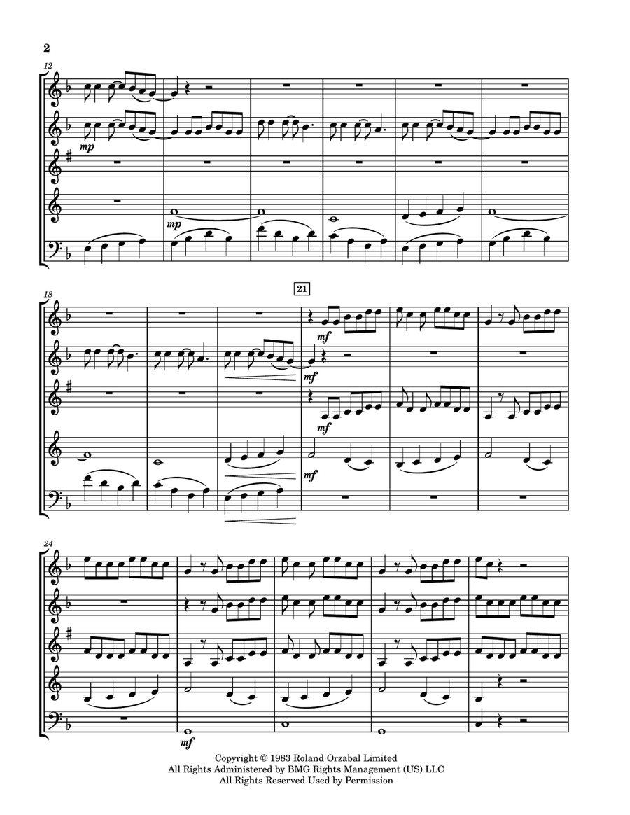 Mad World Woodwind Quintet scores gallery preview page 2