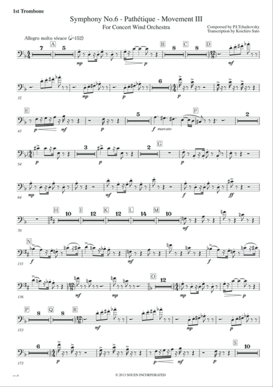 Symphony No.6 Pathetique Movement III [Parts] Trombones(1st,2nd,3rd and Bass) Marching Band scores gallery preview page 1