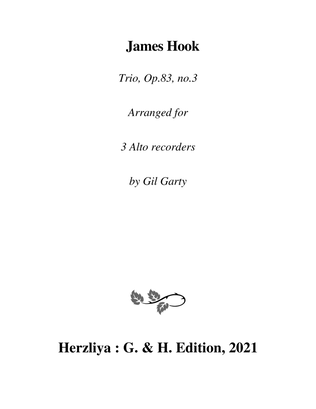 Book cover for Trio, Op.83, no.3 (arrangement for 3 alto recorders)