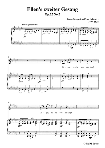 Schubert-Ellens Gesang II,Op.52 No.2,in F sharp Major,for Voice&Piano image number null