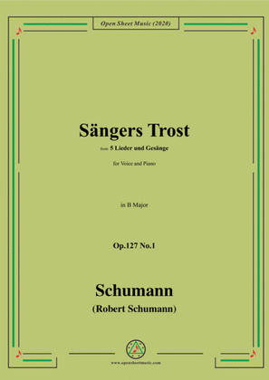 Book cover for Schumann-Sängers Trost Op.127 No.1,in B Major,for Voice and Piano