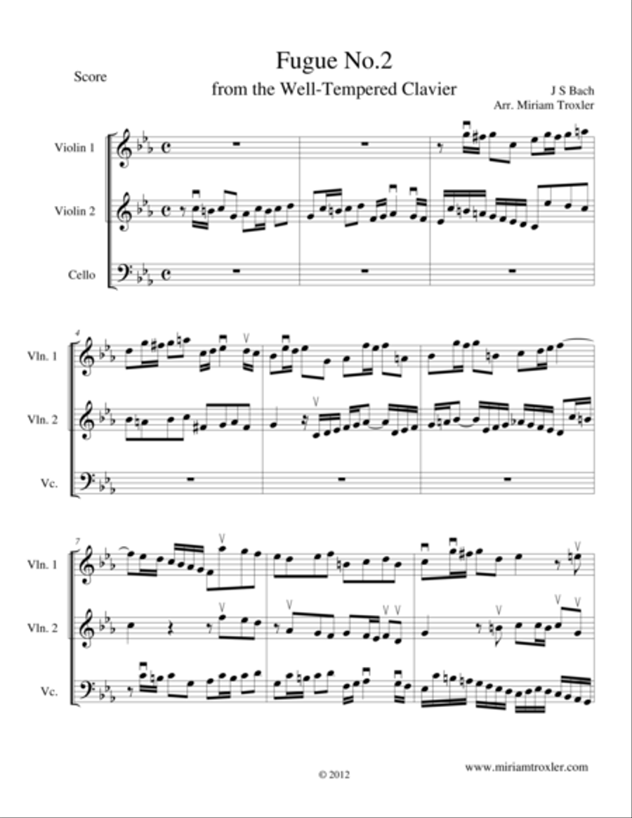 Fugue No. 2 String Trio scores gallery preview page 1