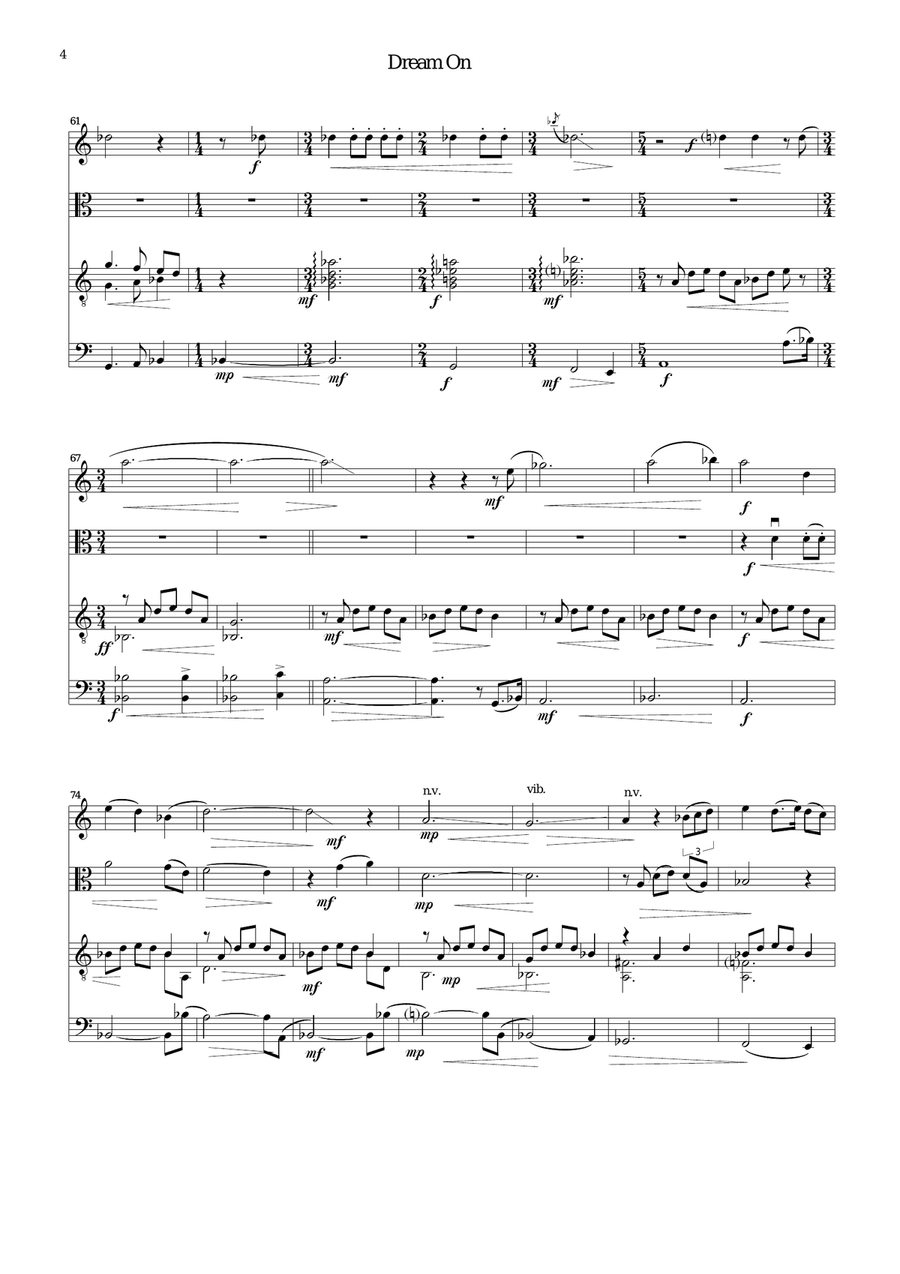 Dream on for North America Native Flute, Viola, Guitar and Cello Small Ensemble scores gallery preview page 4