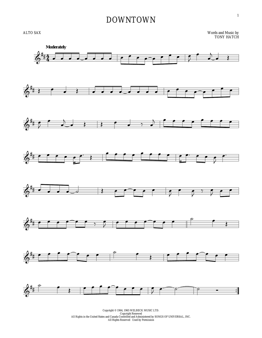 Downtown Downtown Alto Saxophone scores gallery preview page 1