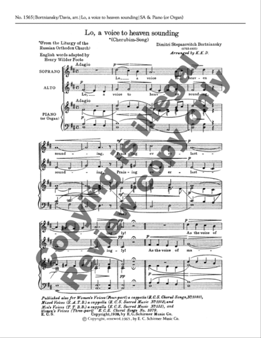 Lo, a Voice to Heaven Sounding (Cherubim Song) SA scores gallery preview page 3
