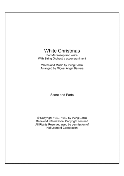 White Christmas, For Mezzosoprano voice with String Orchestra accompaniment image number null