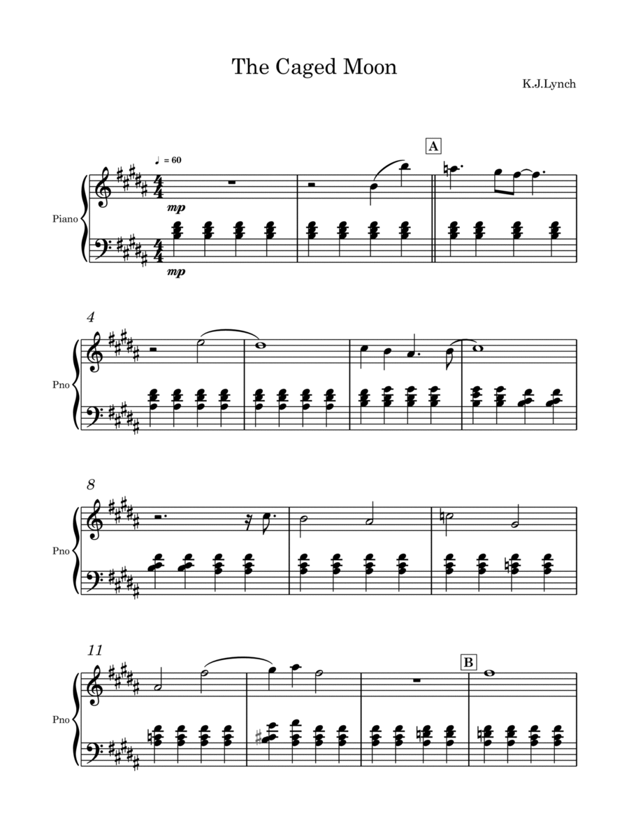 The Caged Moon The Caged Moon Piano Solo scores gallery preview page 1