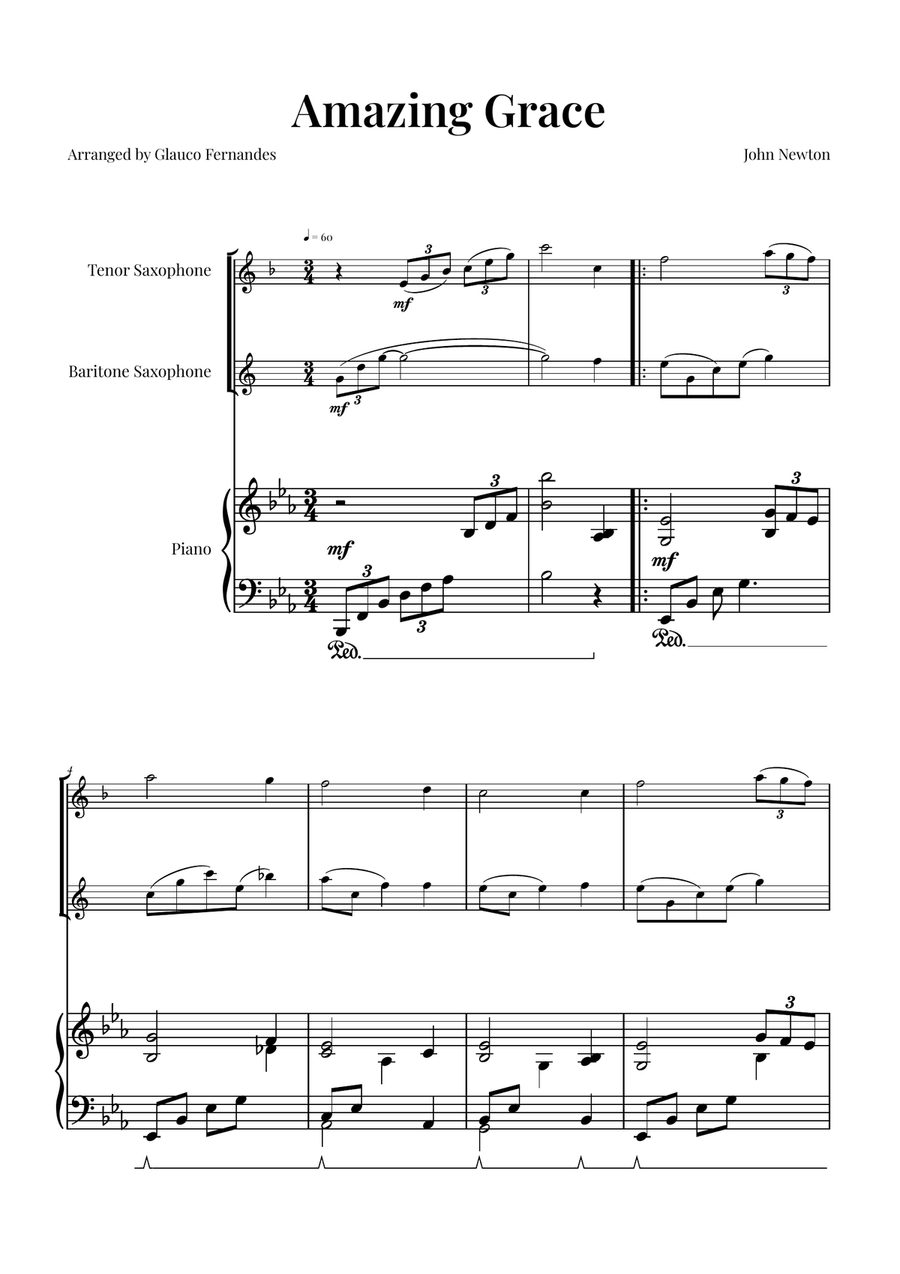 Amazing Grace: Beautiful Duet Chamber Music scores gallery preview page 1