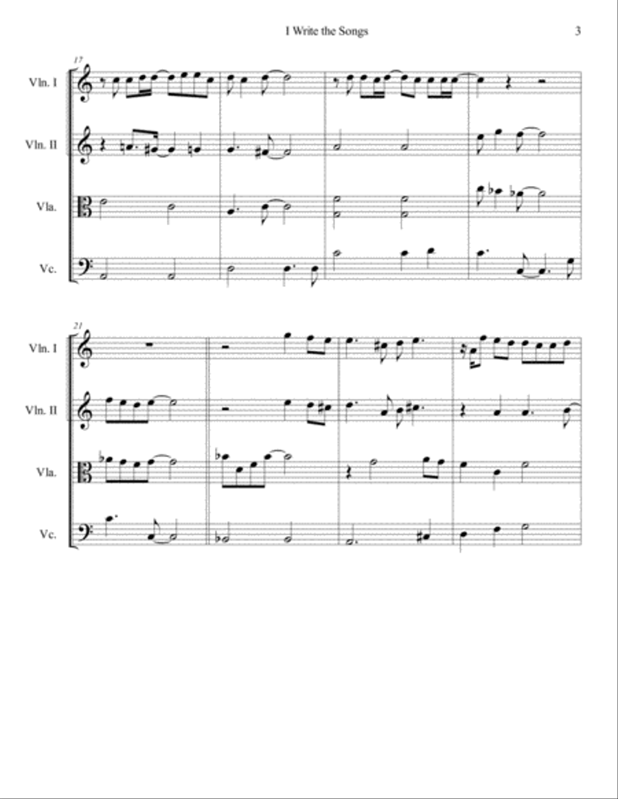 I Write The Songs String Quartet scores gallery preview page 3