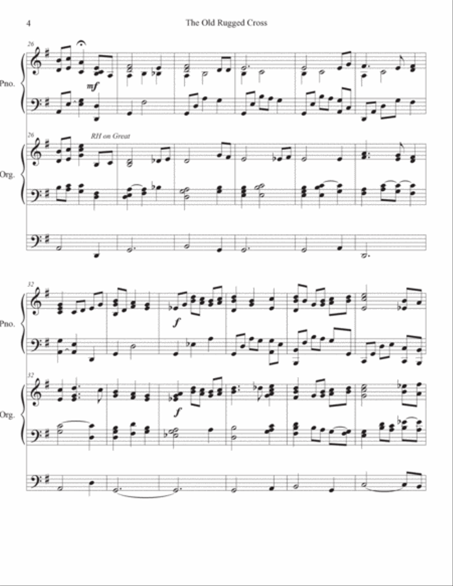 The Old Rugged Cross Piano Organ Piano scores gallery preview page 4