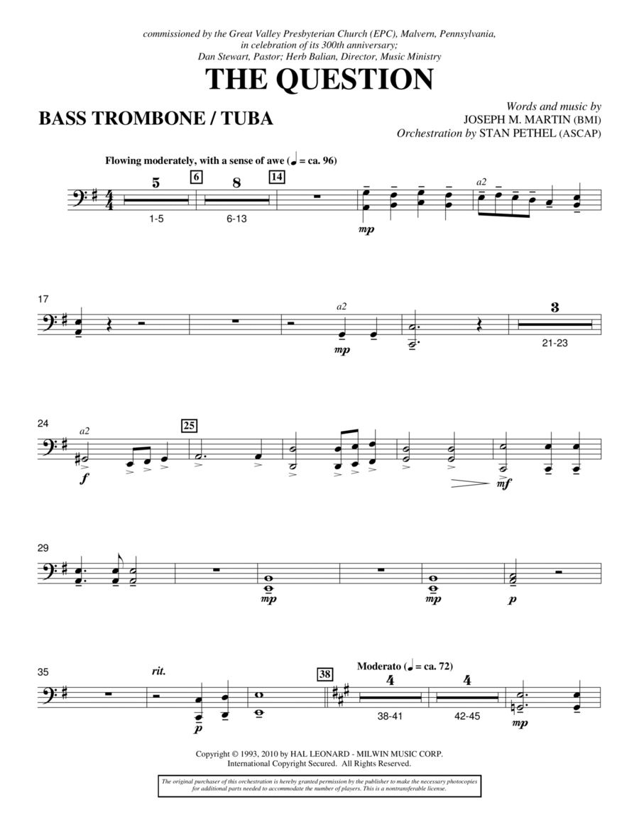 The Question - Bass Trombone/Tuba Choir scores gallery preview page 1