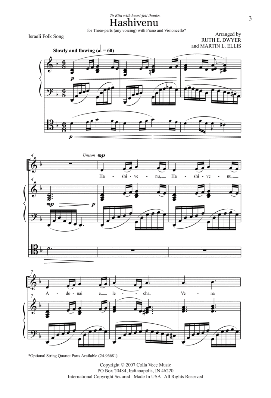 Hashivenu Choir scores gallery preview page 1