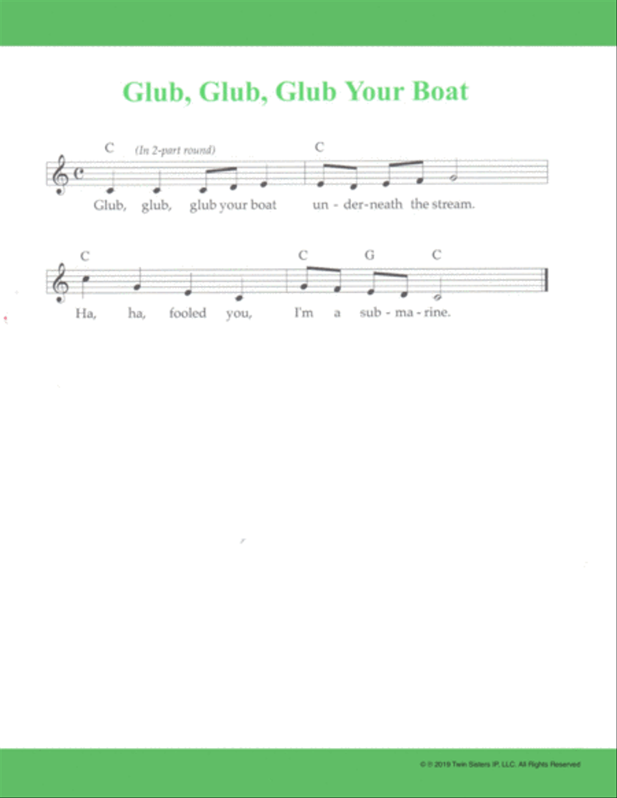 Glub, Glub, Glub Your Boat Piano, Vocal, Guitar scores gallery preview page 1