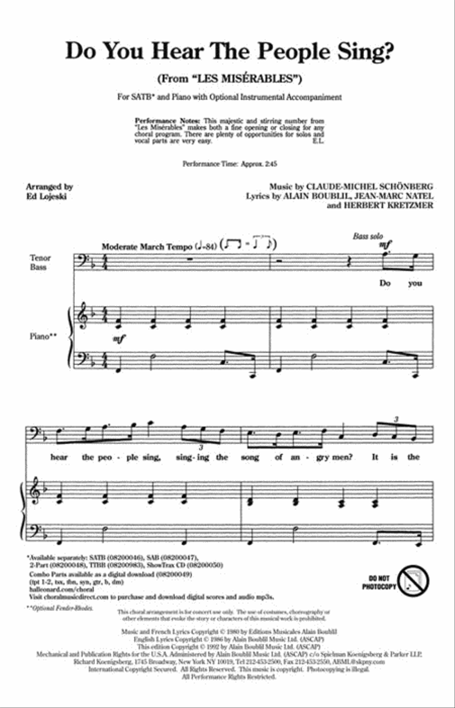 Do You Hear the People Sing? 4-Part scores gallery preview page 2