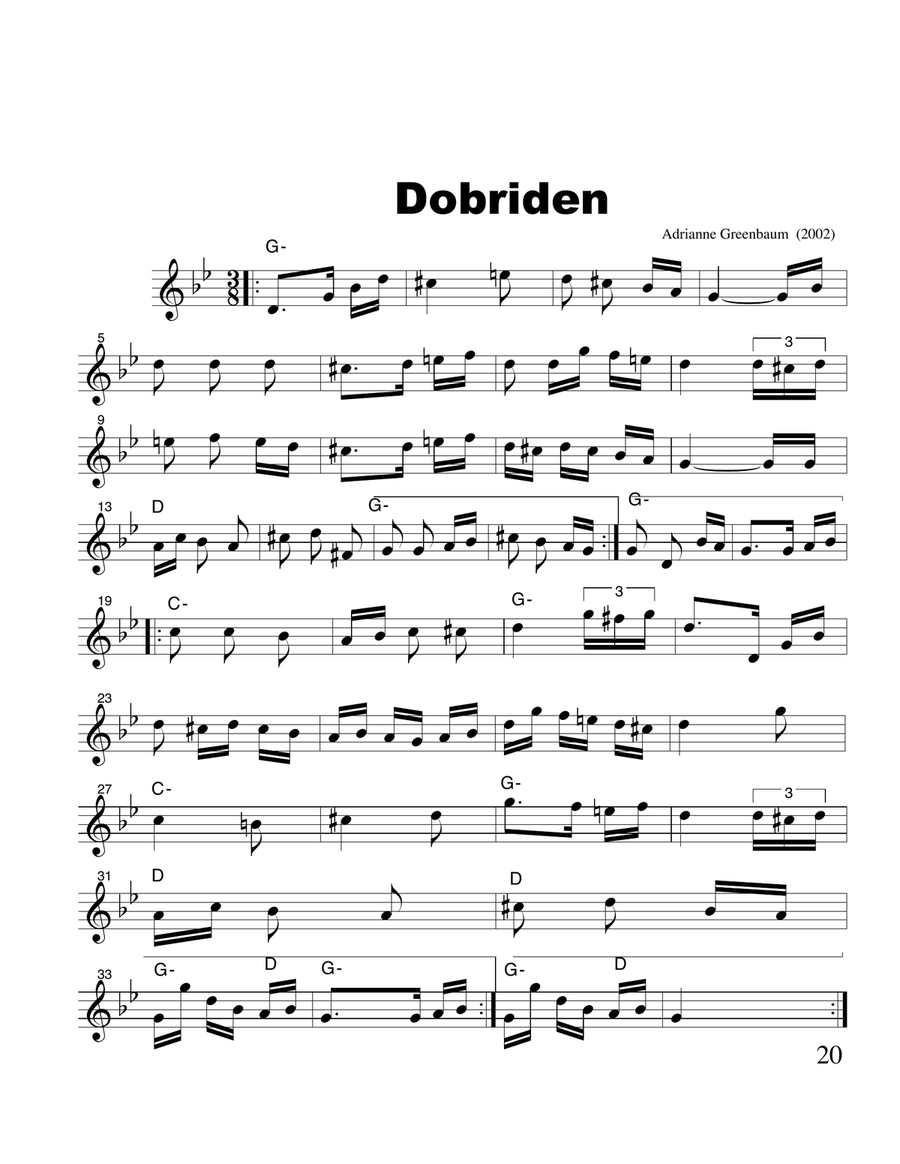Klezmer tune: Dobriden (Greeting) Klezmer tune: Dobriden (Greeting) Large Ensemble scores gallery preview page 1