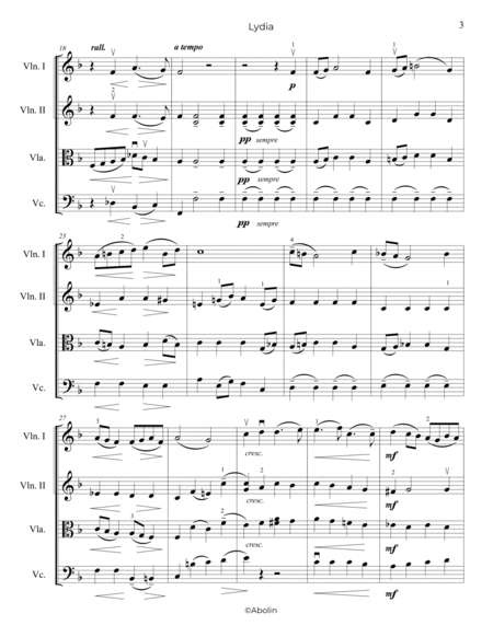 Fauré: Lydia, Op.4, No.2 - String Quartet image number null