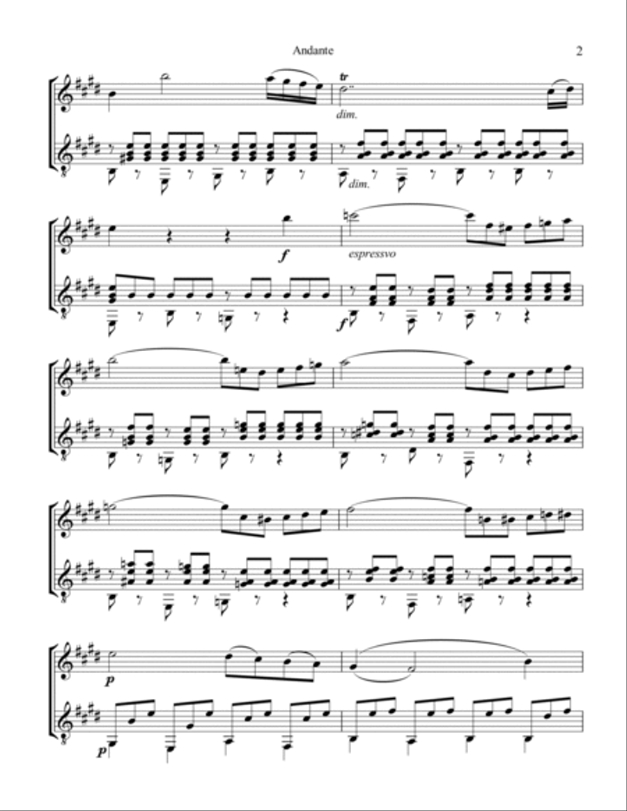 Andante from piano concerto no. 21 (Elvira Madigan) for flute or violin and guitar Flute scores gallery preview page 3