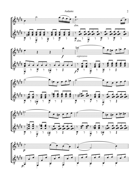 Andante from piano concerto no. 21 (Elvira Madigan) for flute or violin and guitar image number null
