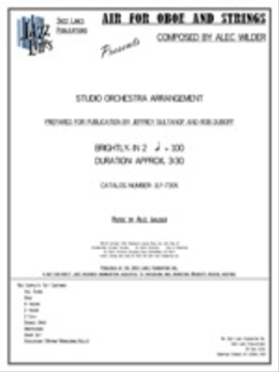 Air For Oboe and Strings String Orchestra scores gallery preview page 1