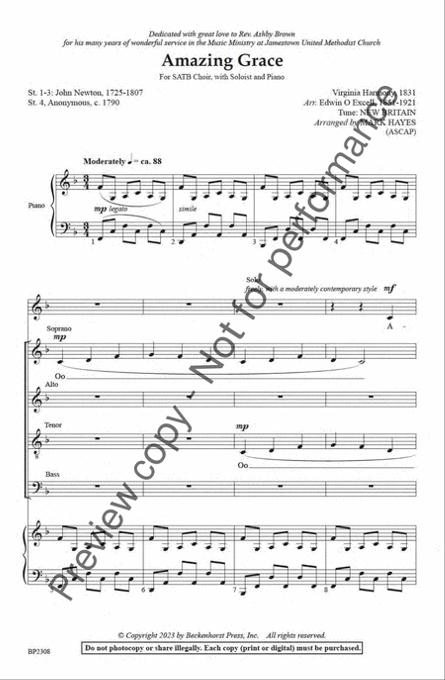 Amazing Grace - Hayes 4-Part scores gallery preview page 2