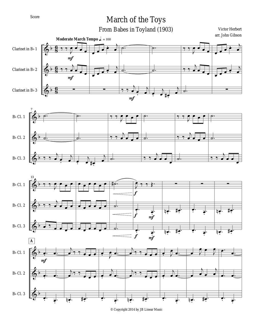 March of the Toys by Victor Herbert set for Clarinet Trio Clarinet Trio scores gallery preview page 1