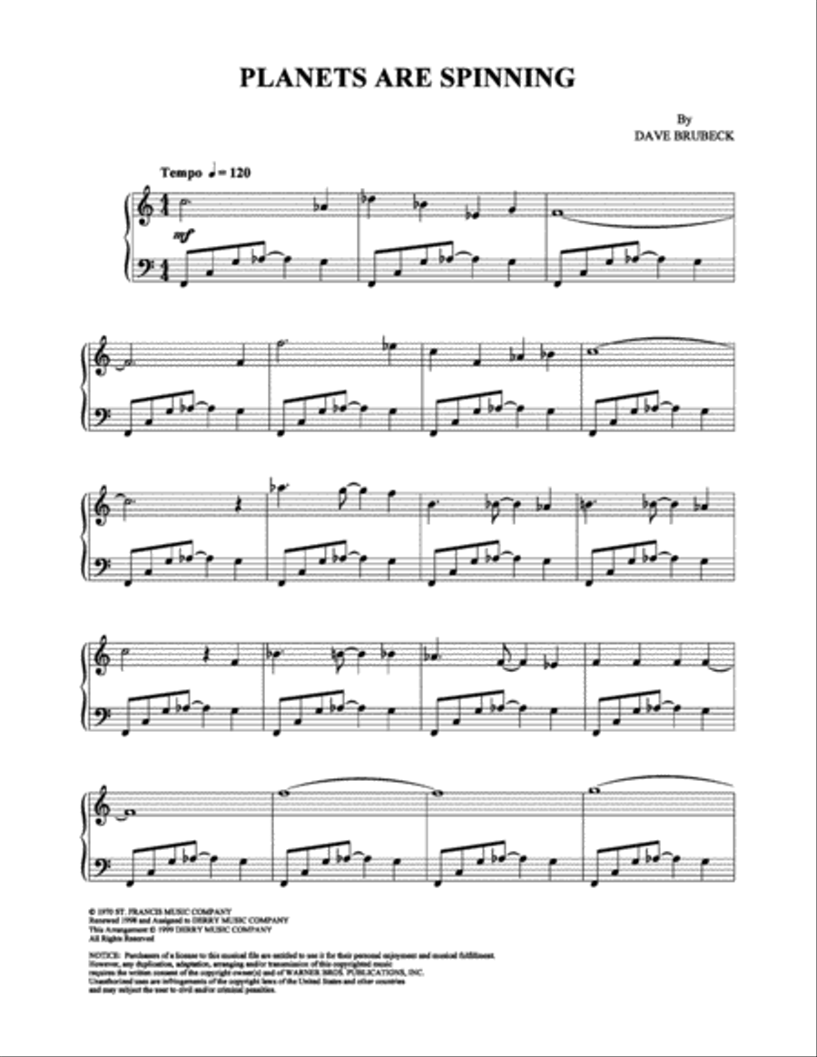 Planets Are Spinning Planets Are Spinning Piano Solo scores gallery preview page 1