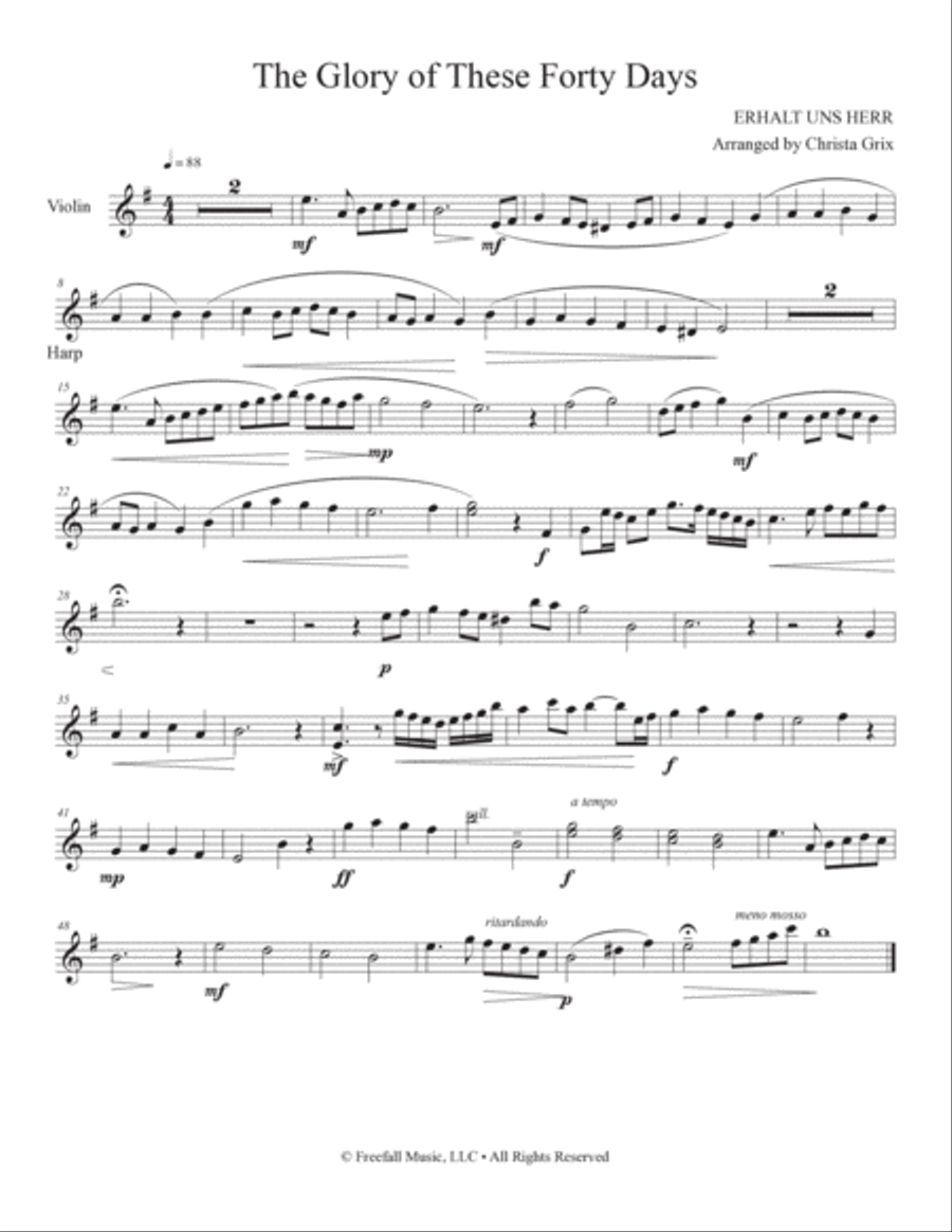 The Glory of These Forty Days (ERHALT UNS HERR) Chamber Music scores gallery preview page 3