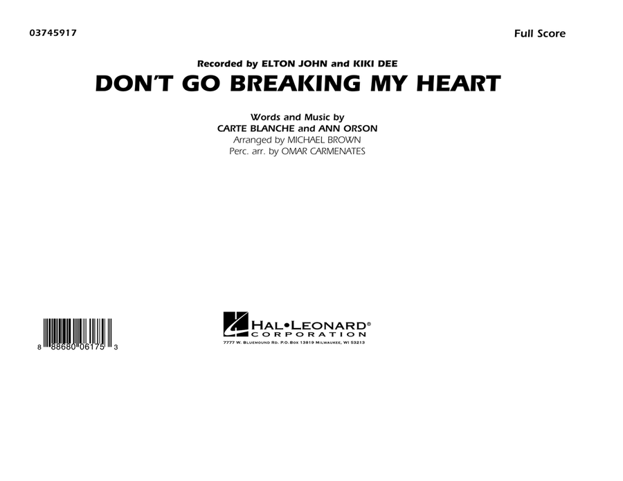 Don't Go Breaking My Heart - Conductor Score (Full Score) Marching Band scores gallery preview page 1