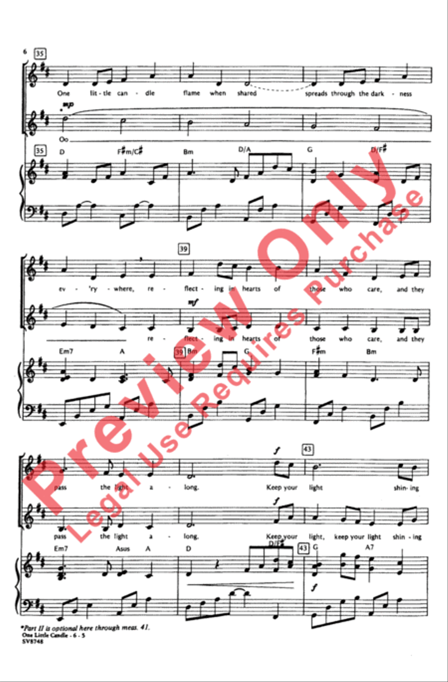 One Little Candle 2-Part scores gallery preview page 6