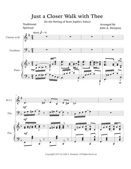 Just a Closer Walk with Thee (Trio for Clarinet, Trombone and Piano) image number null