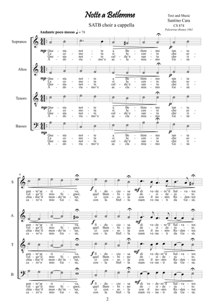Notte a Betlemme - Christmas Carol for SATB a cappella image number null