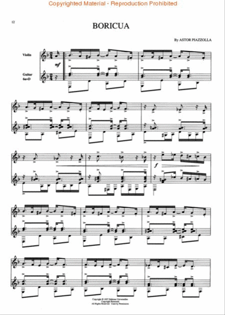 Astor Piazzolla for Violin & Guitar Violin scores gallery preview page 3