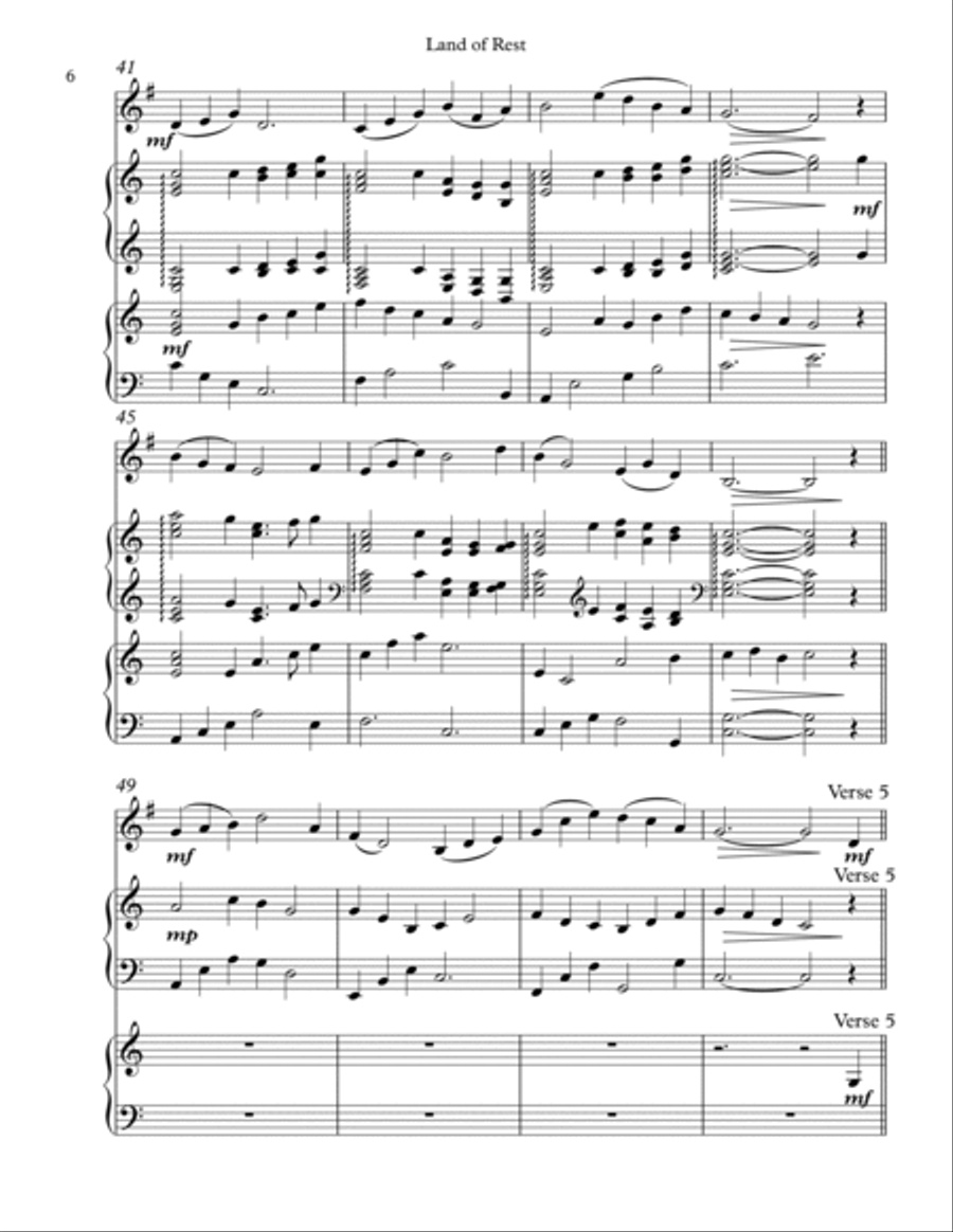 Land of Rest, Trio for French Horn, Harp, Piano Horn scores gallery preview page 6