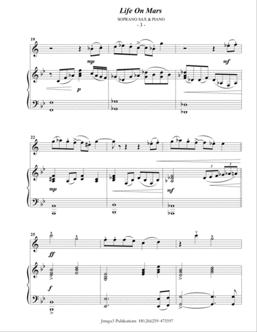 Life On Mars Soprano Saxophone scores gallery preview page 3