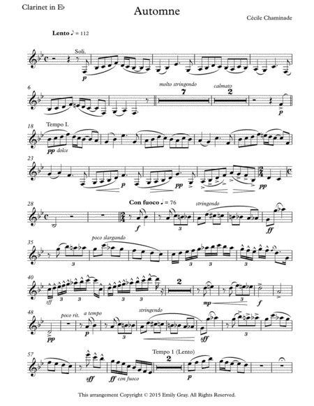 Automne for Clarinet Choir (Parts) image number null