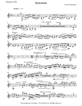 Automne for Clarinet Choir (Parts)